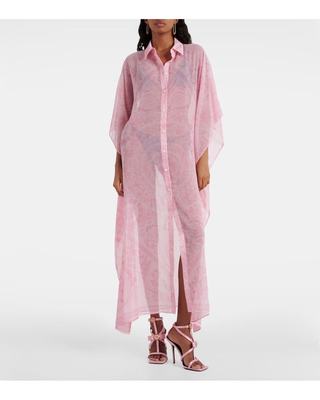 VERSACE ワンピース Barocco chiffon kaftan1008477 Barocco chiffon kaftan in white - Versace | Mytheresa