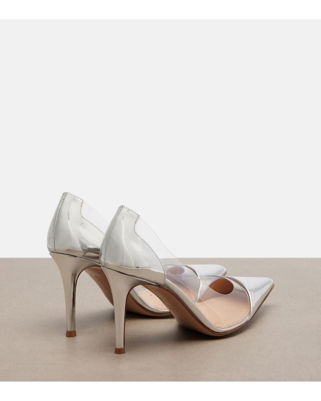 Gianvito Rossi White Plexi Mirrored Leather And Tpu Pumps