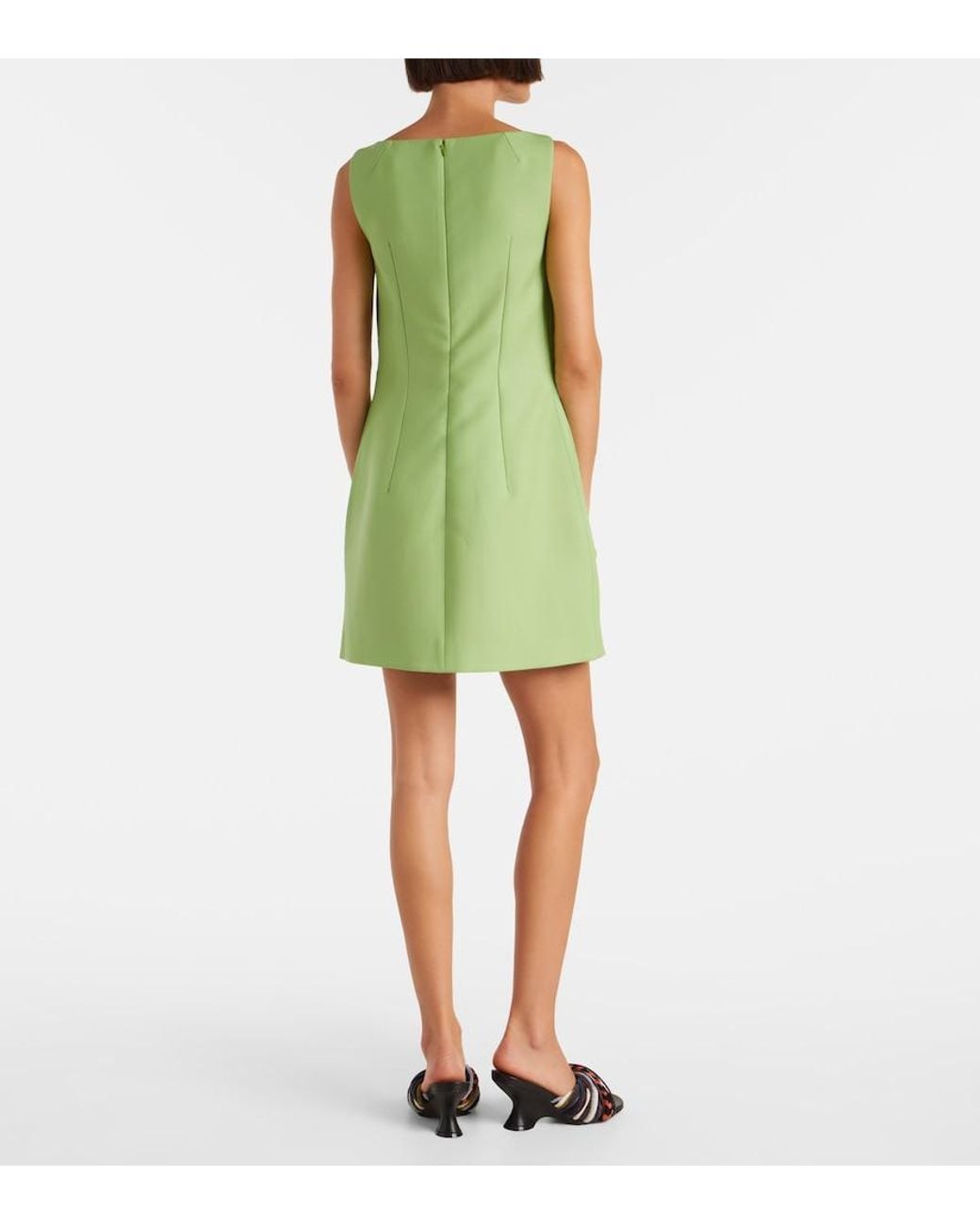 Emilia Wickstead Green Rifer Wool Cady Minidress