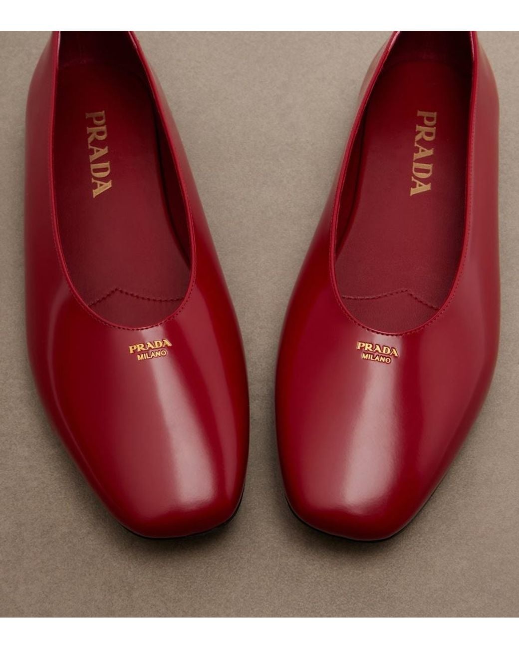 Prada Red Leather Ballet Flats