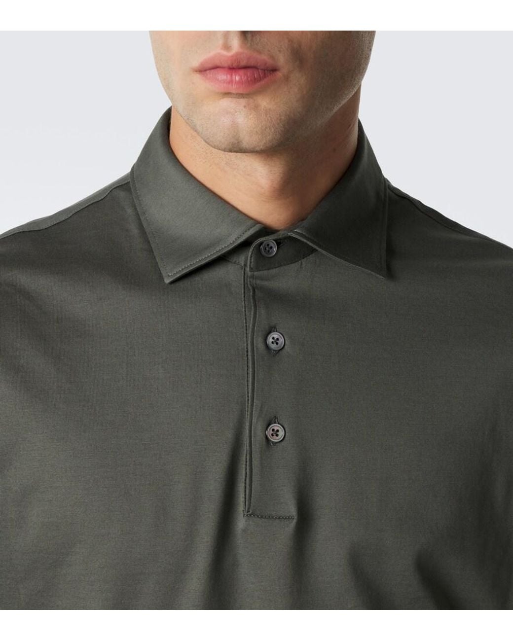 Thom Sweeney Green Cotton Jersey Polo Shirt for men
