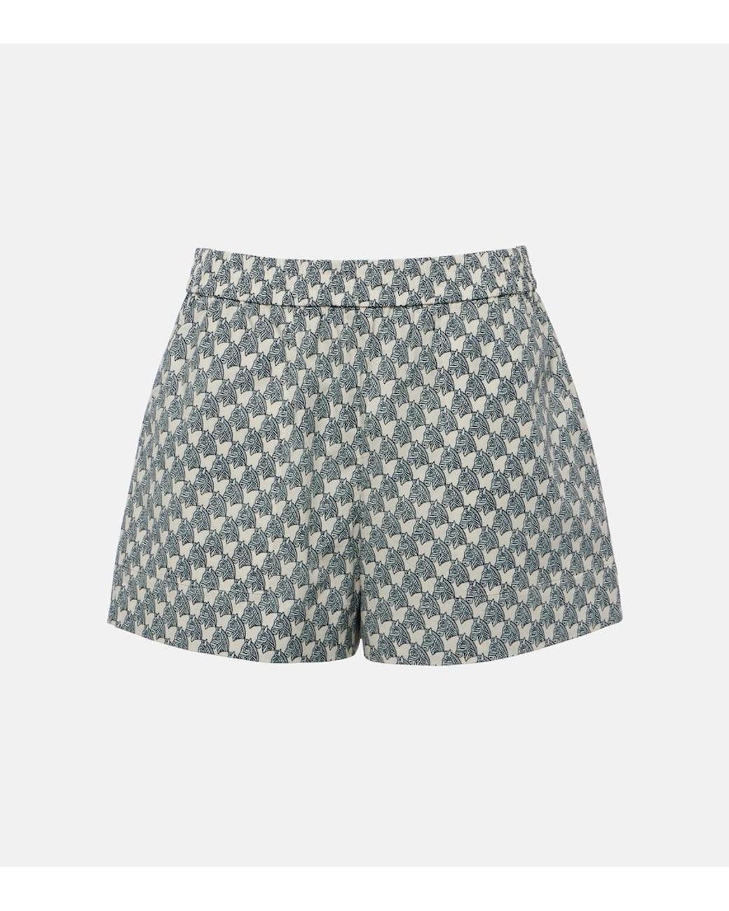 Tory Burch Gray Cotton-Blend Poplin Shorts