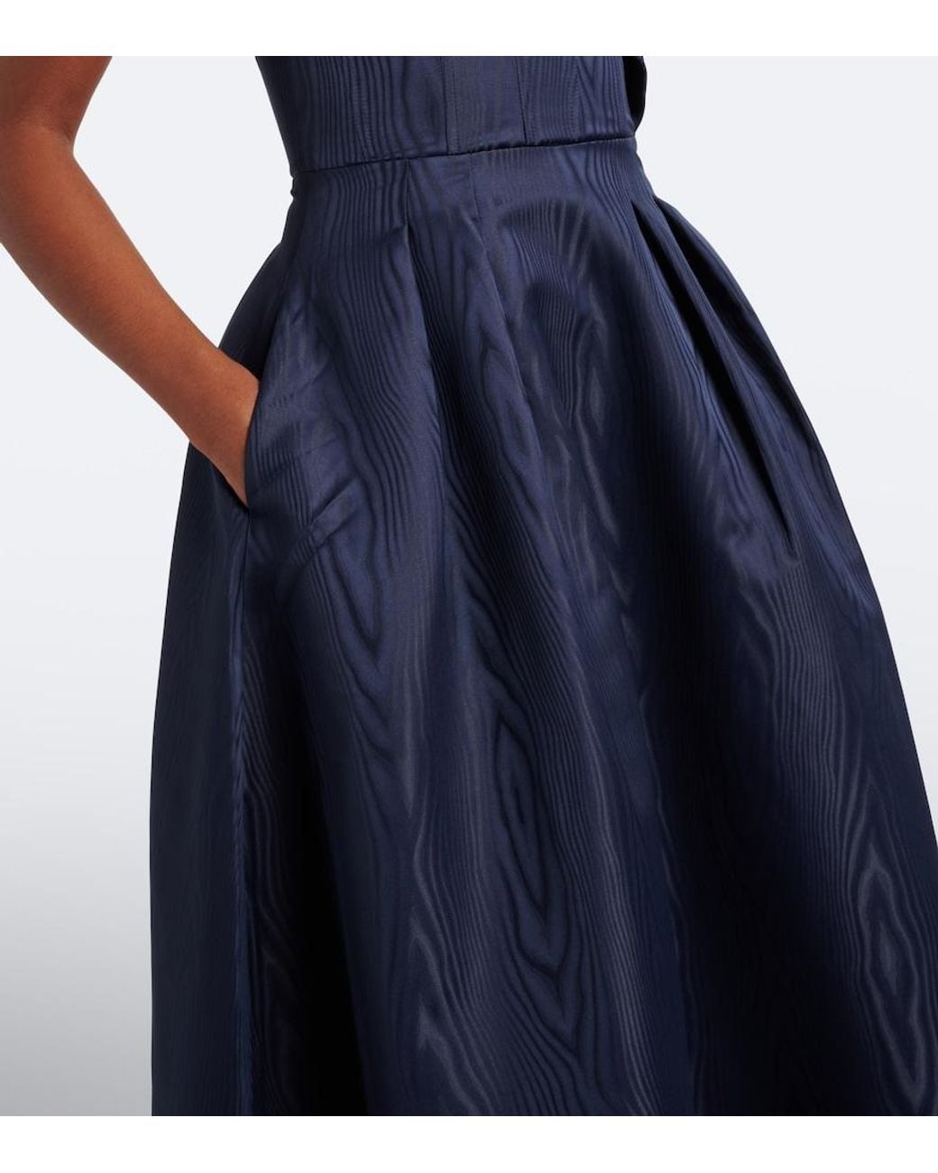 Rebecca Vallance Blue Sapphire Asymmetric Off-Shoulder Midi Dress