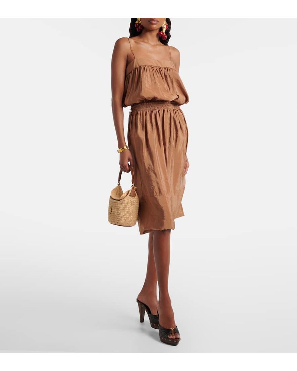 Saint Laurent Brown Verzierte Pantoletten Babylone Aus Leder