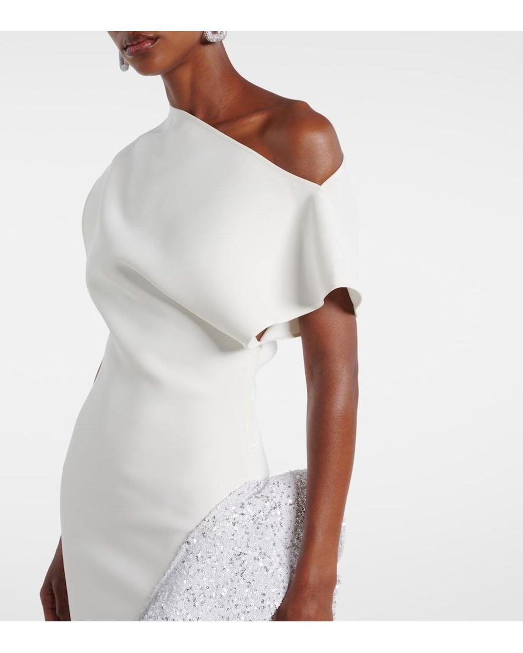 Maticevski White Wishing Ruffled Asymmetric Gown
