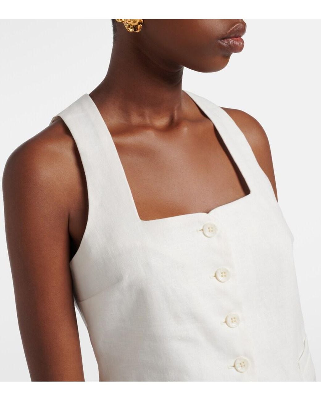 Faithfull The Brand White Jackie Linen Vest