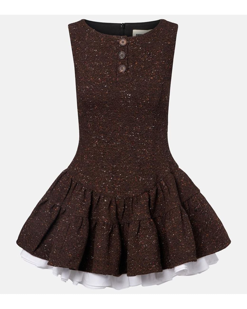 ShuShu/Tong Brown Knitted Wool-Blend Minidress