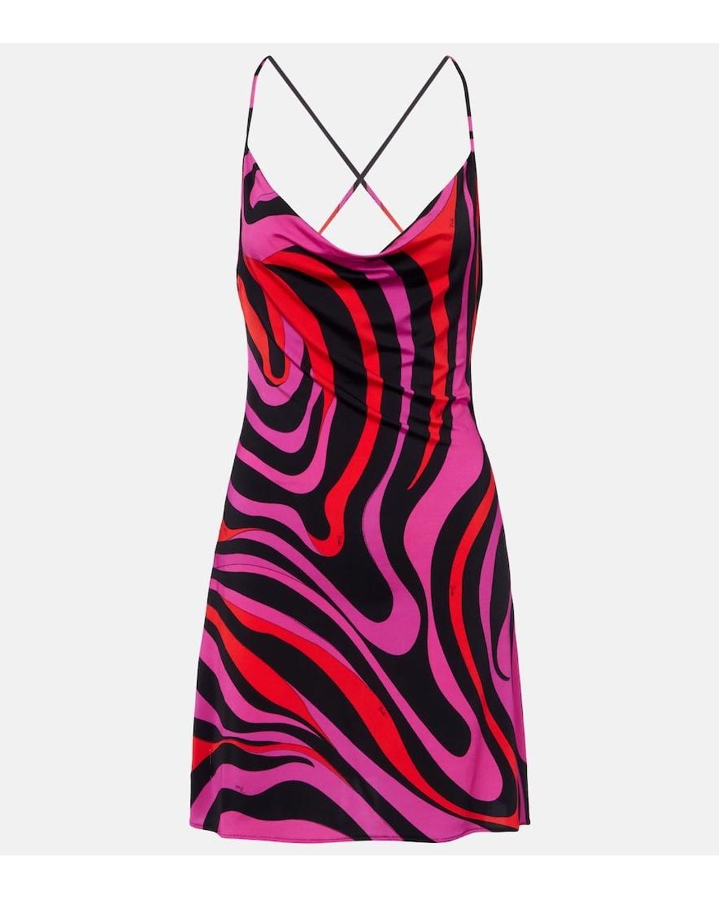 Emilio Pucci Red Marmo Draped Jersey Satin Minidress