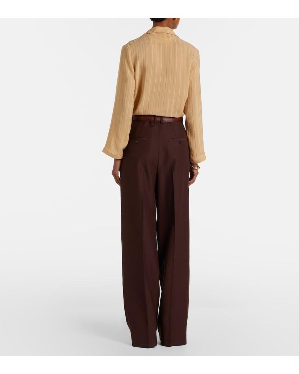 Saint Laurent Purple Wool And Mohair Wide-Leg Pants