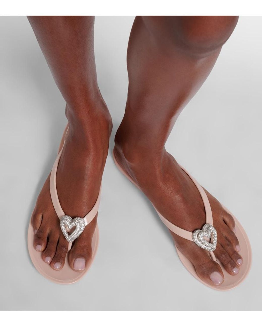 Mach & Mach Pink Riviera Embellished Thong Sandals