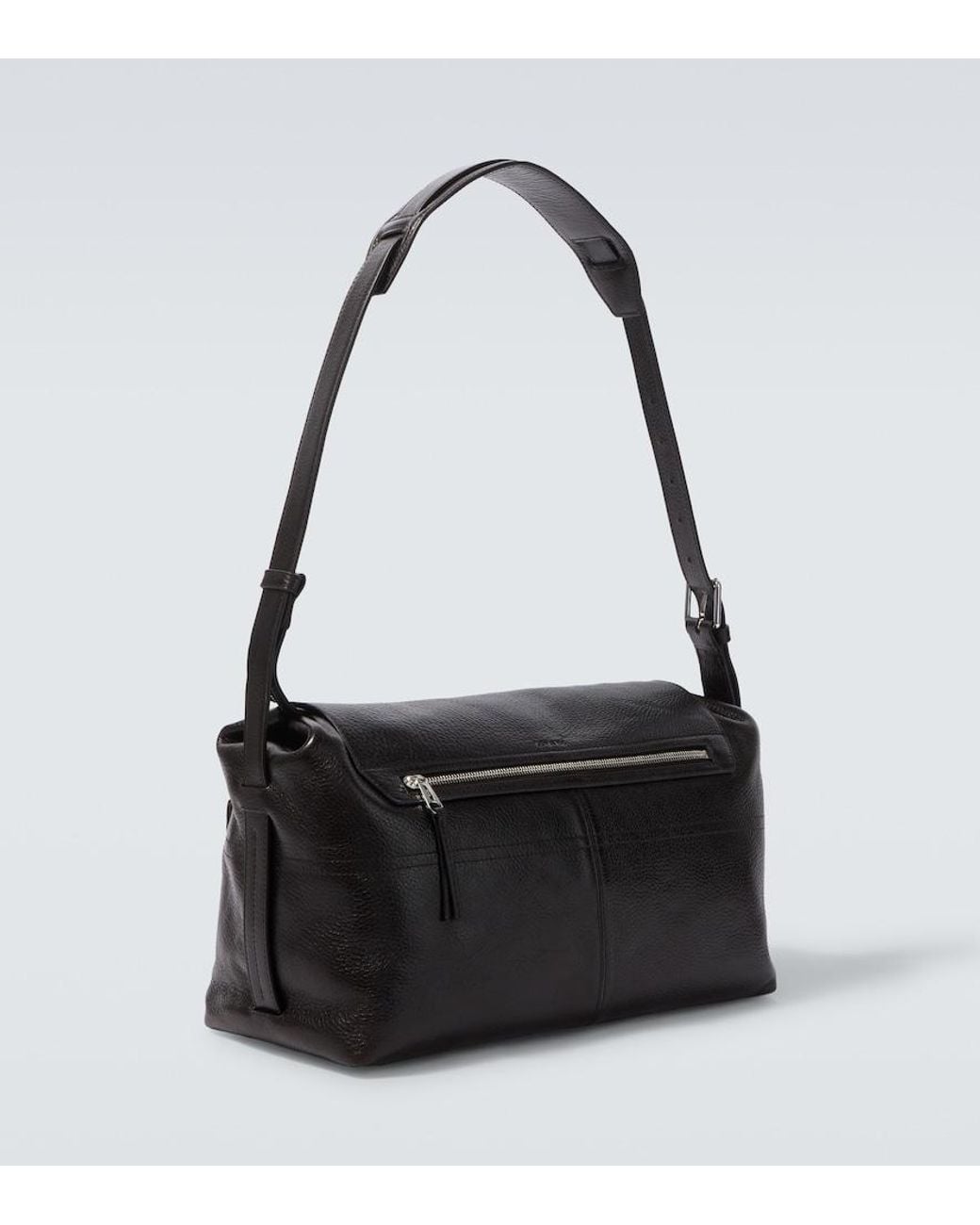 Lemaire Black Week-End Gear Leather Shoulder Bag for men