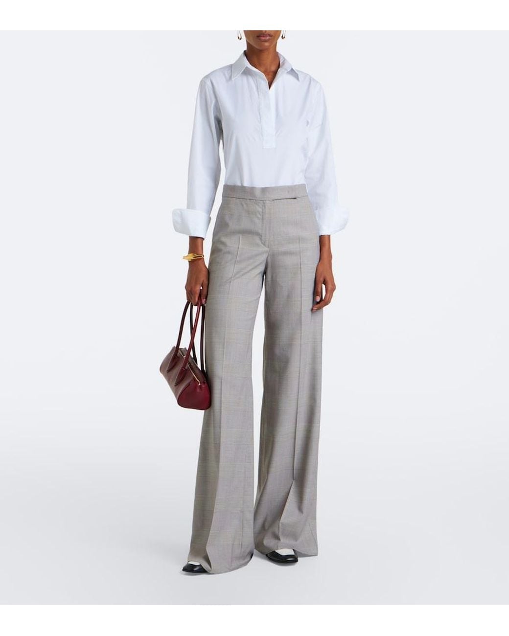 Max Mara White Cotton-Blend Poplin Shirt