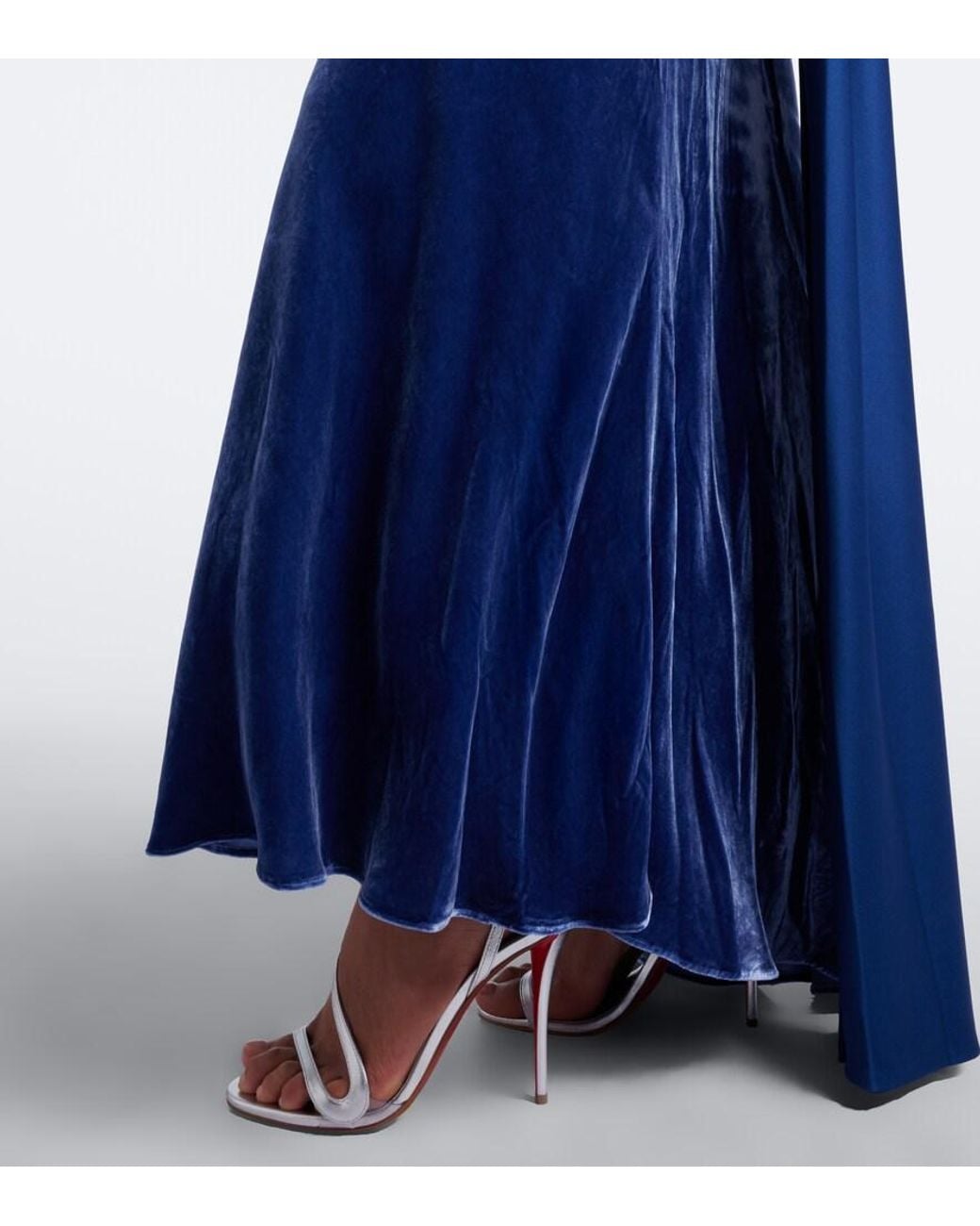 Jonathan Simkhai Blue Mariselle Caped Velvet Gown