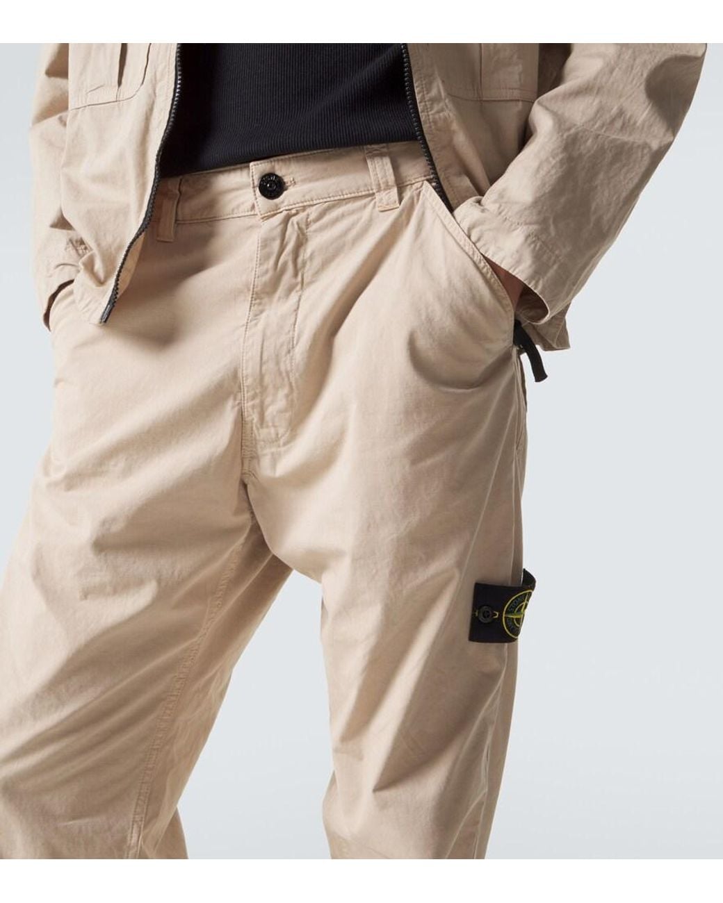 Stone Island Natural Compass Cotton Straight Pants for men