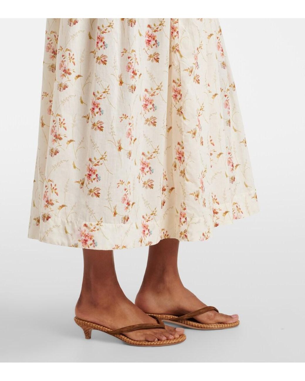 Doen Natural Illiana Floral Cotton Midi Dress