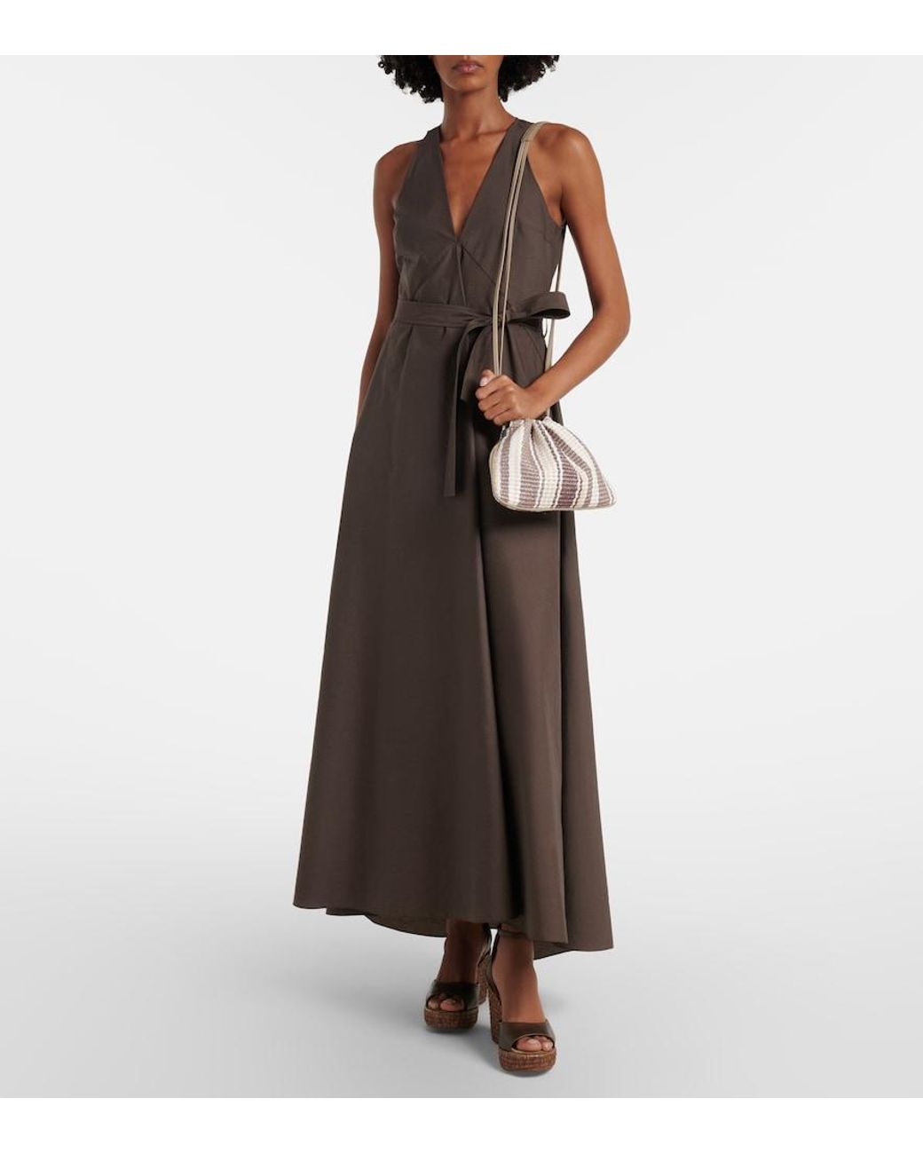 Brunello Cucinelli Metallic Mellow Small Striped Crossbody Bag
