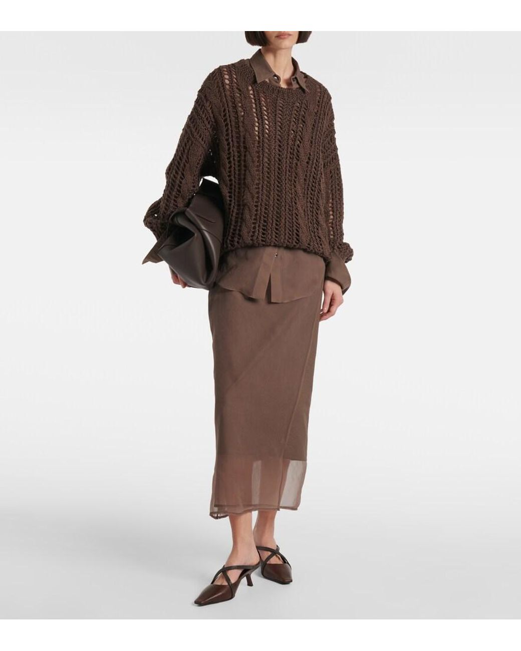 Brunello Cucinelli Brown Monili Leather Mules