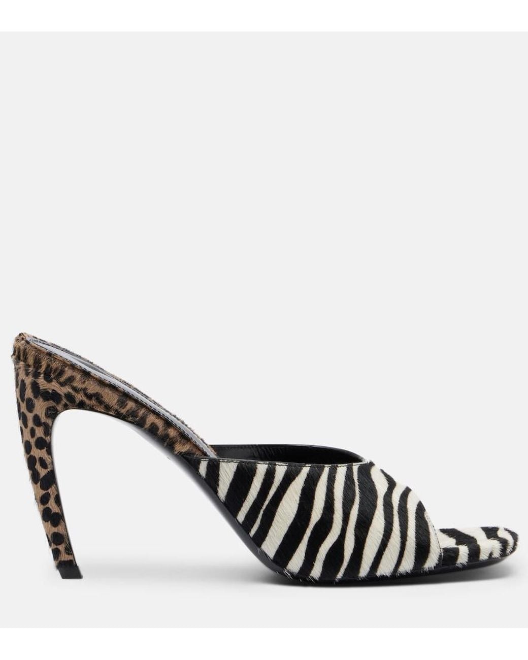 The Attico Black Betta Zebra-Print Calf Hair Mules