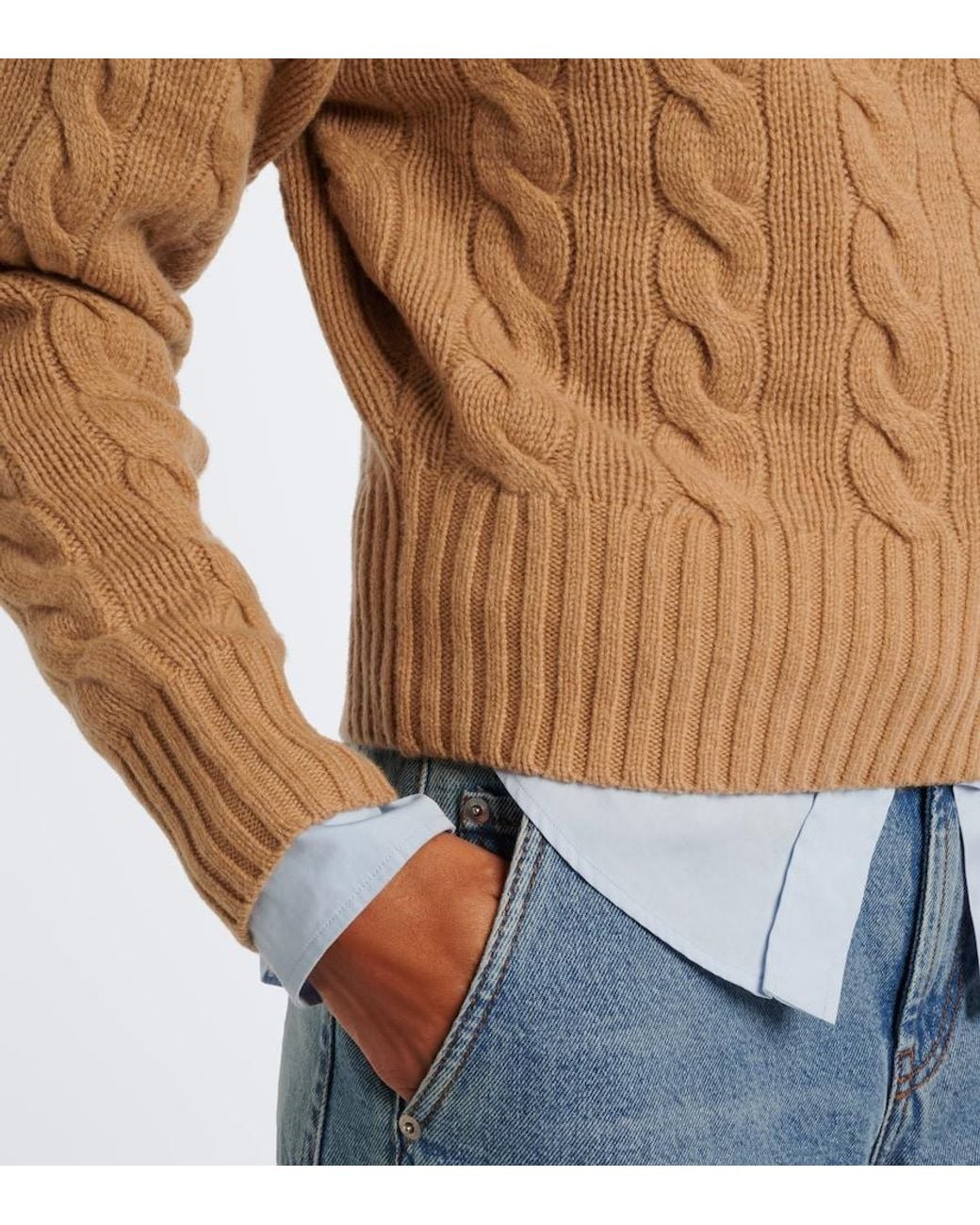 Polo Ralph Lauren Natural Cable-Knit Wool And Cashmere Sweater