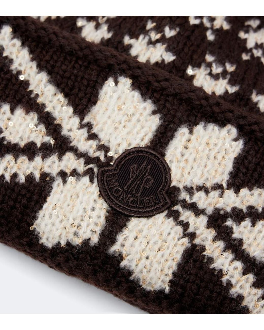 Moncler Black Fair Isle Sequined Wool-Blend Beanie