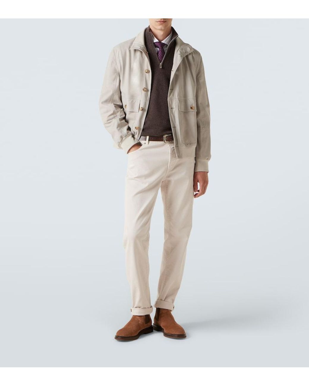 Brunello Cucinelli Natural Mid-Rise Slim Jeans for men