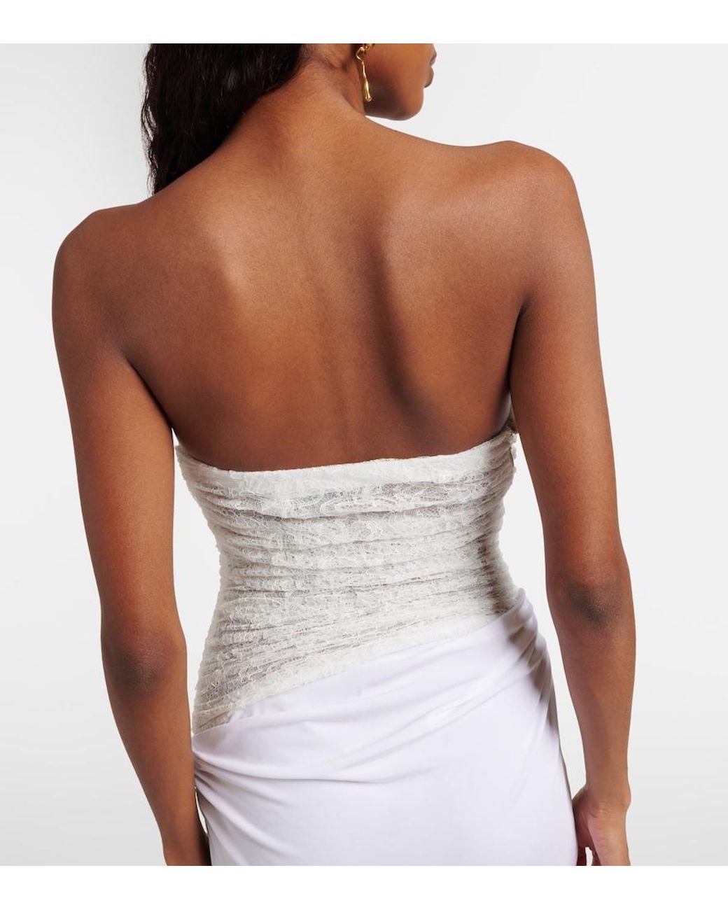 Christopher Esber White Salacia Ruched Lace And Jersey Gown