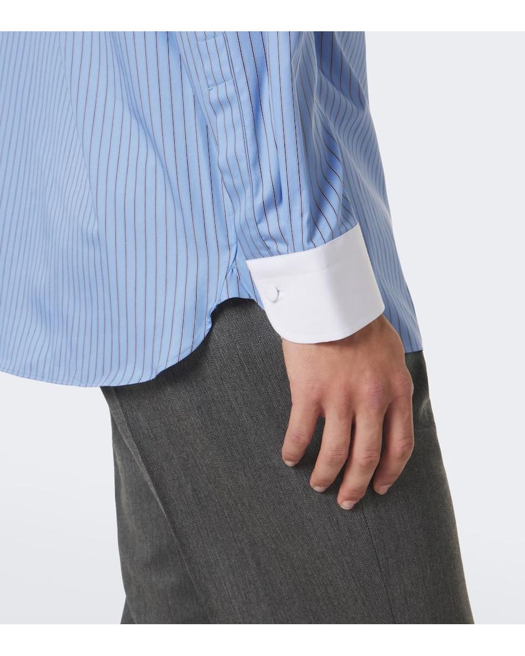 Tom Ford Blue Striped Cotton Satin Shirt for men