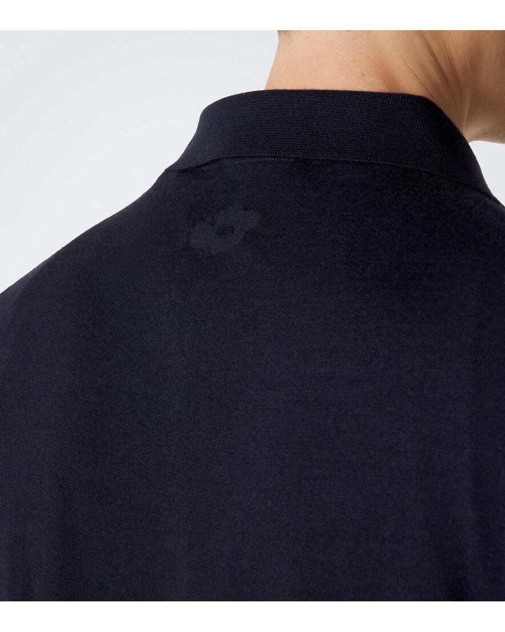 Lardini Blue Wool, Silk, And Cashmere Polo Sweater for men