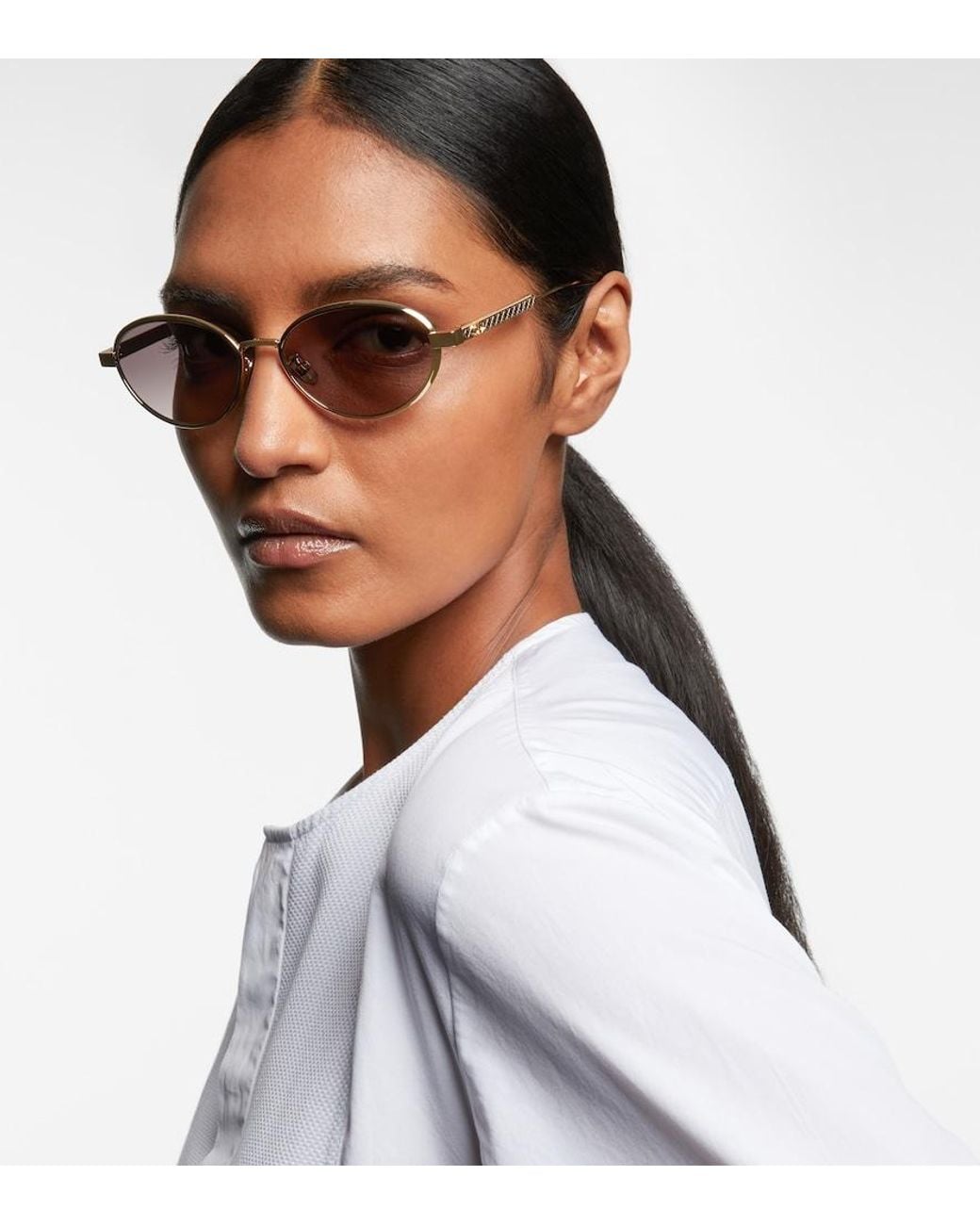 Dior Brown Diorcannage R1U Oval Sunglasses