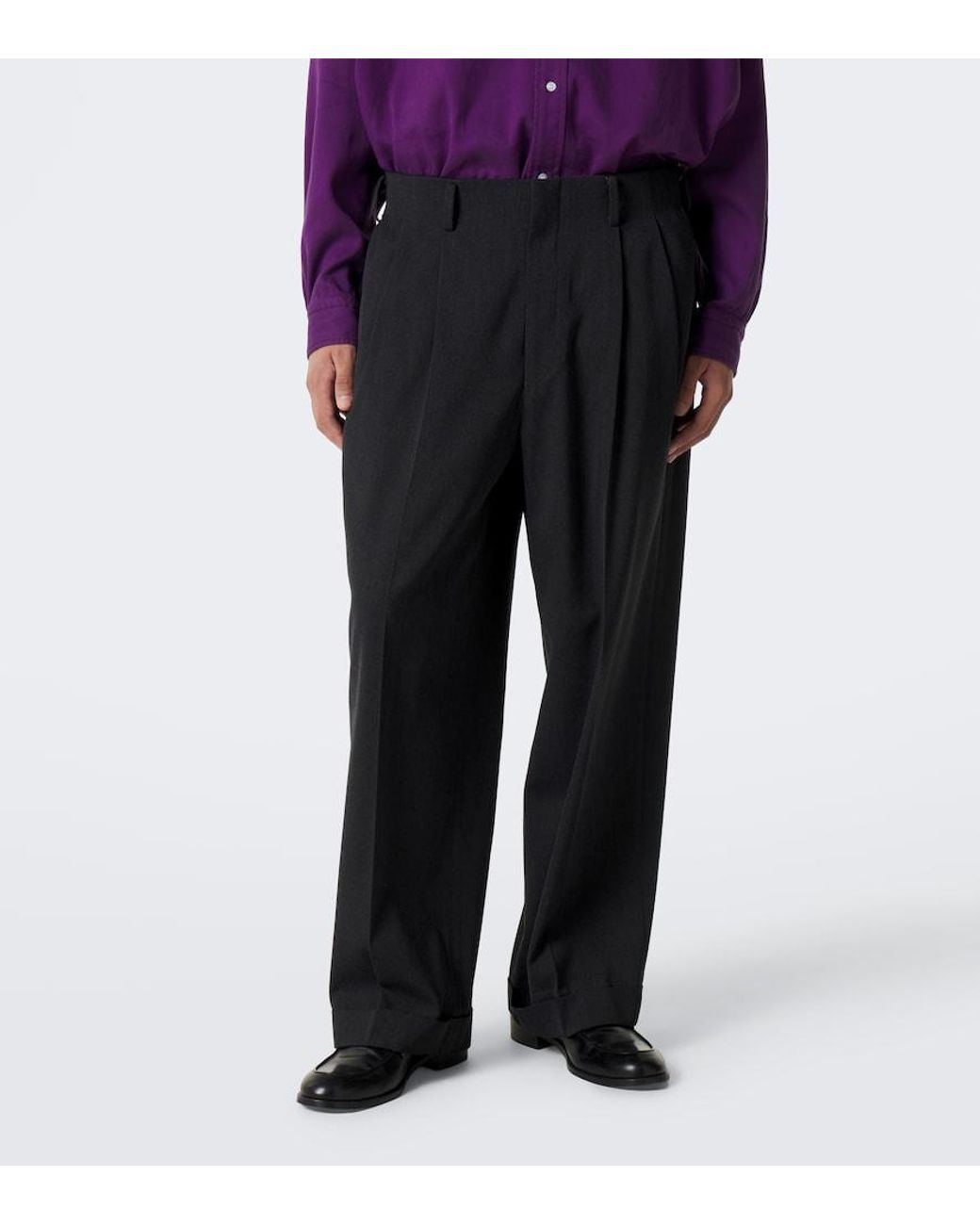 A.PRESSE Black Wool Straight Pants for men