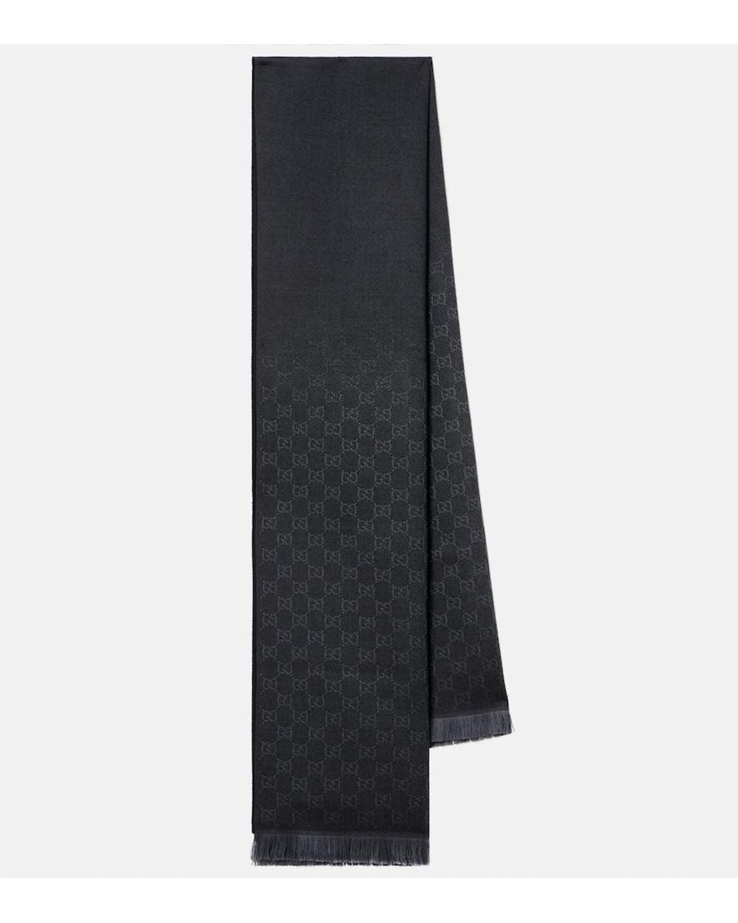 Gucci Blue Gg Wool Jacquard Scarf