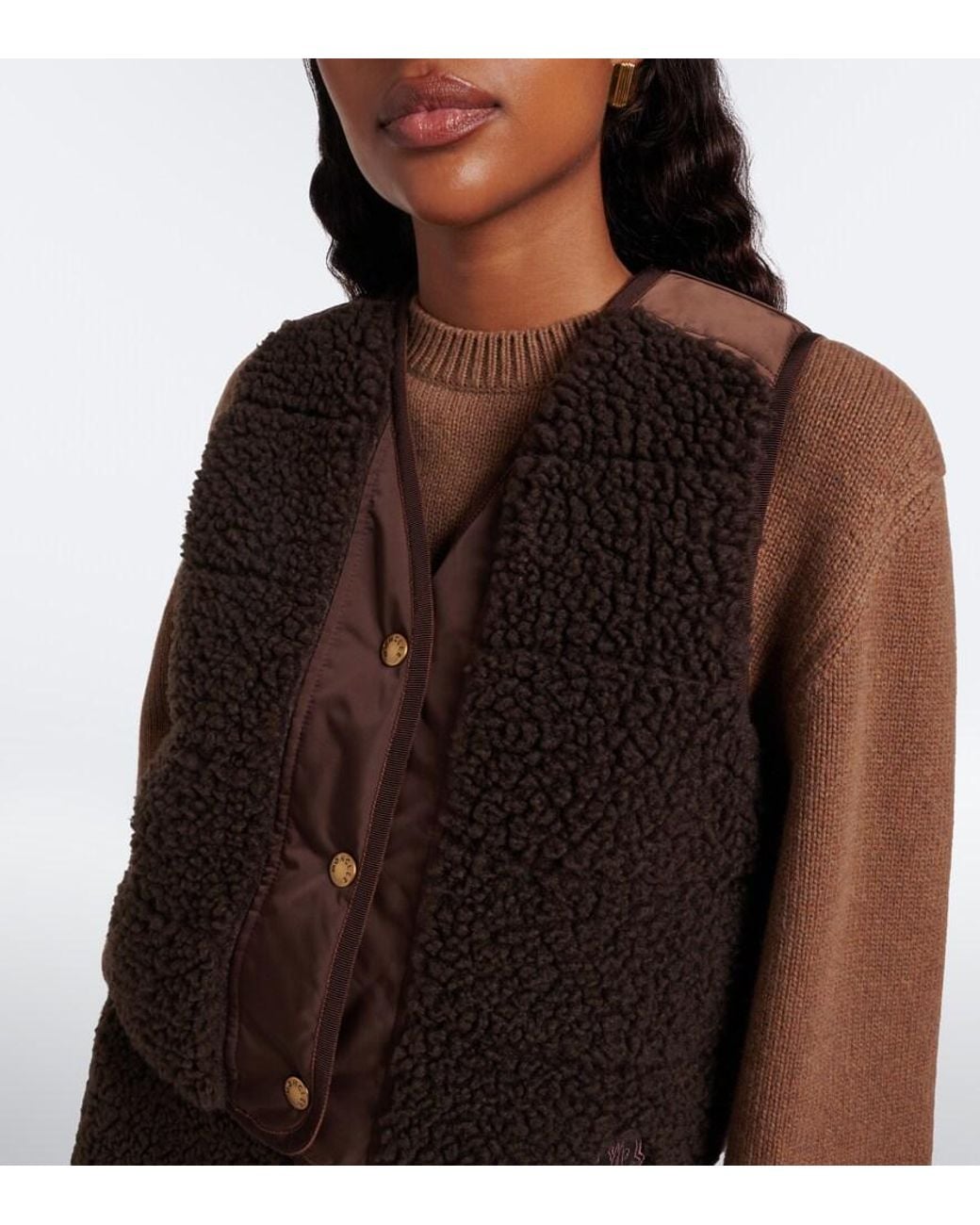 Moncler Brown Paneled Teddy Vest