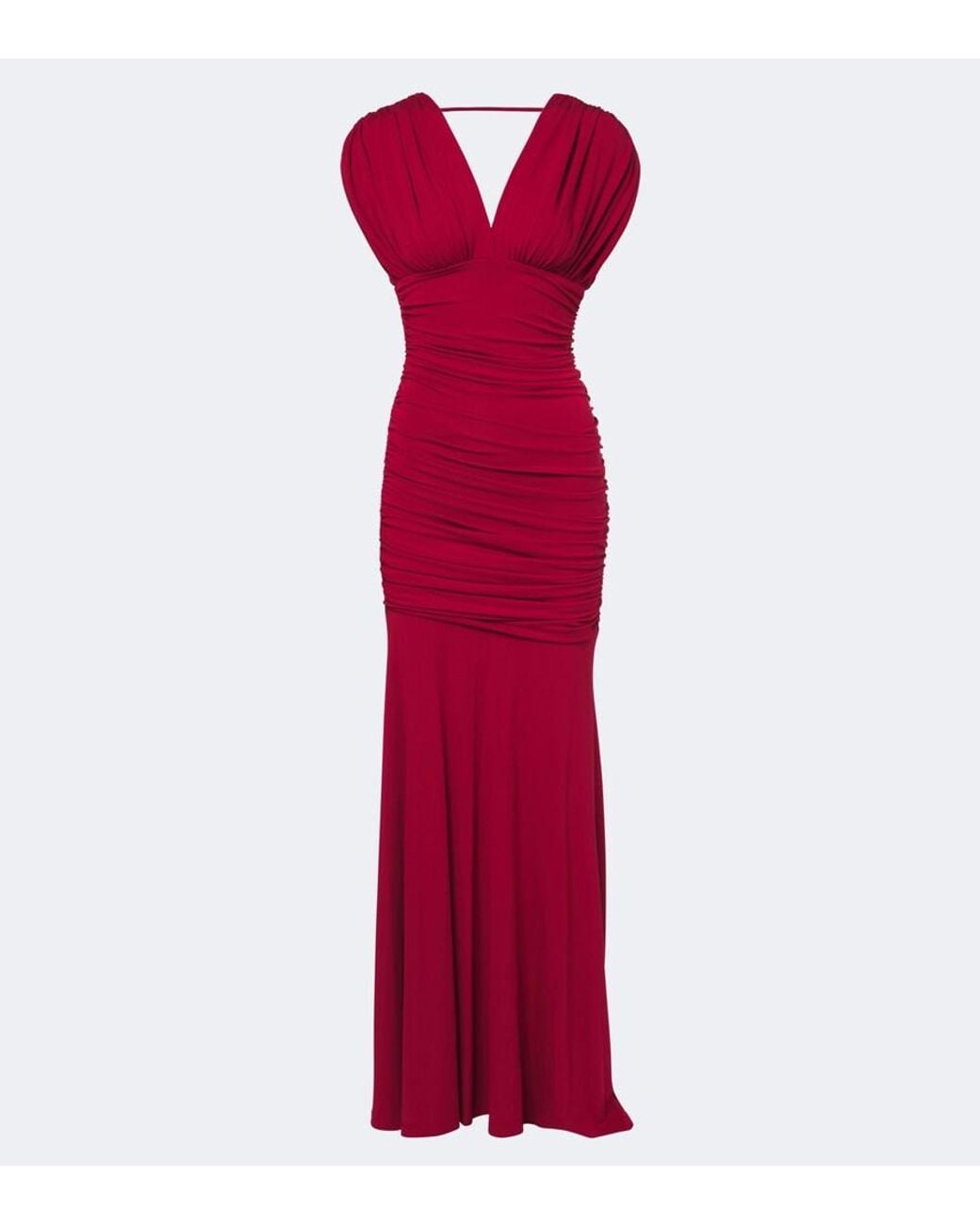 Jonathan Simkhai Red Norvelle Draped Open-Back Gown