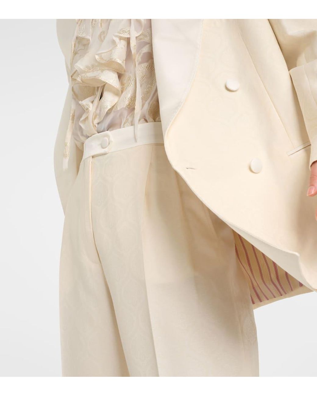 Etro Natural Cotton And Wool Straight Pants