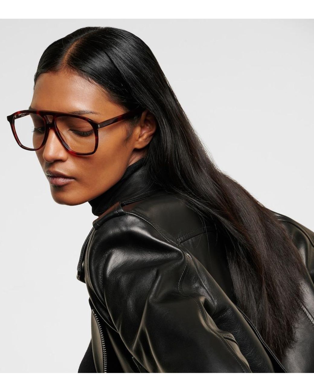 Saint Laurent Brown Acetate Aviator Sunglasses