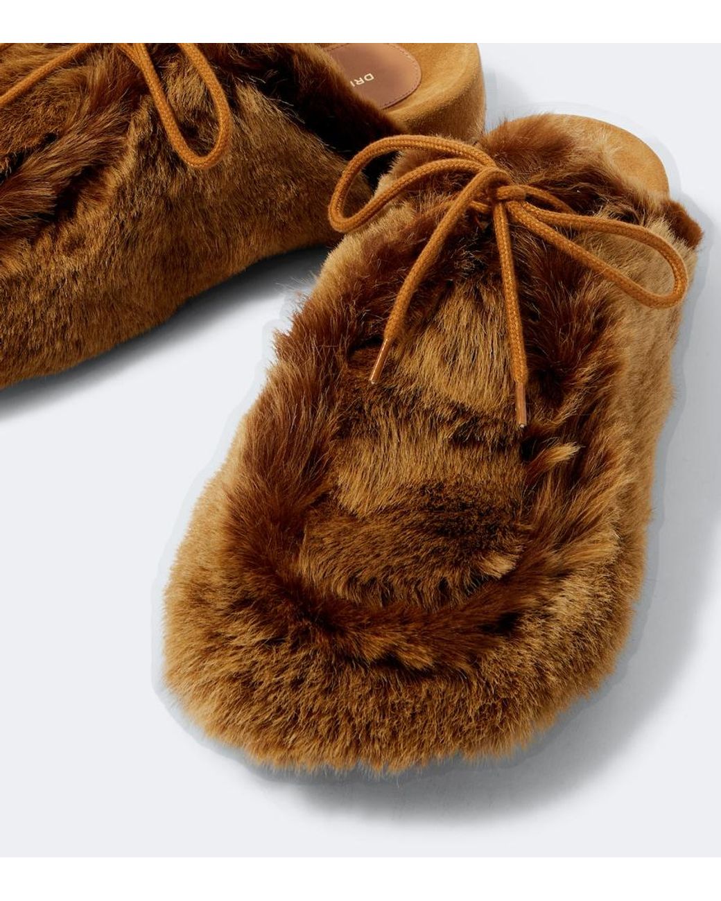 Dries Van Noten Brown Shearling Clogs for men