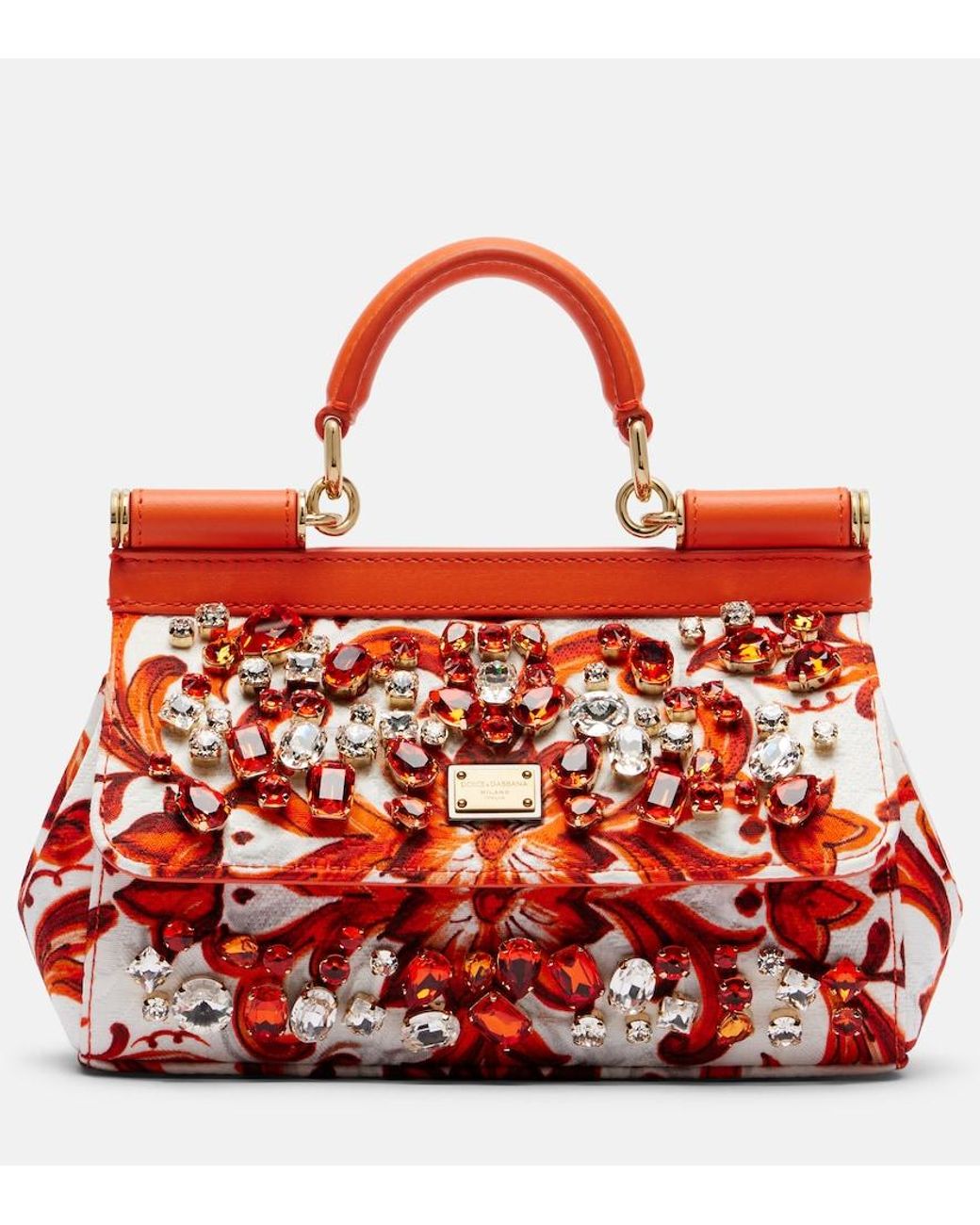 Dolce & Gabbana Red Sicily Mini Embellished Top-Handle Bag