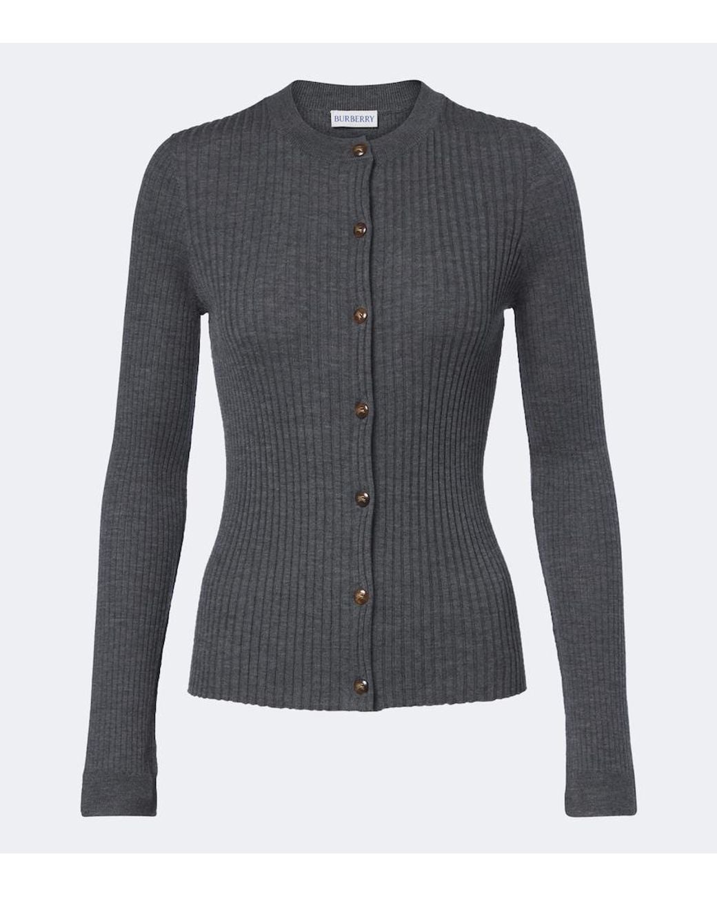 Burberry Blue Ekd Ribbed-Knit Cashmere Cardigan