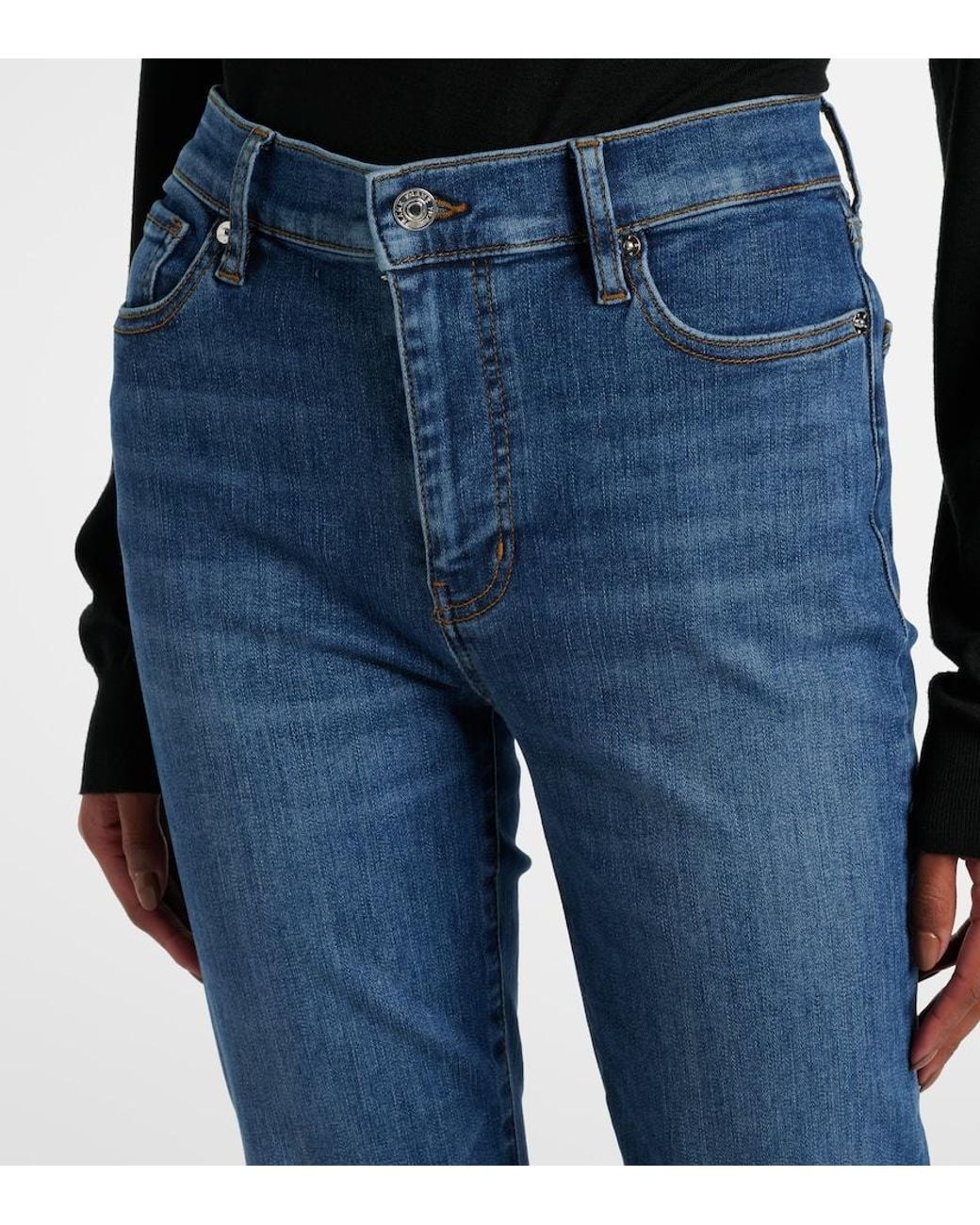 FRAME Blue Le High Straight Cropped Straight Jeans