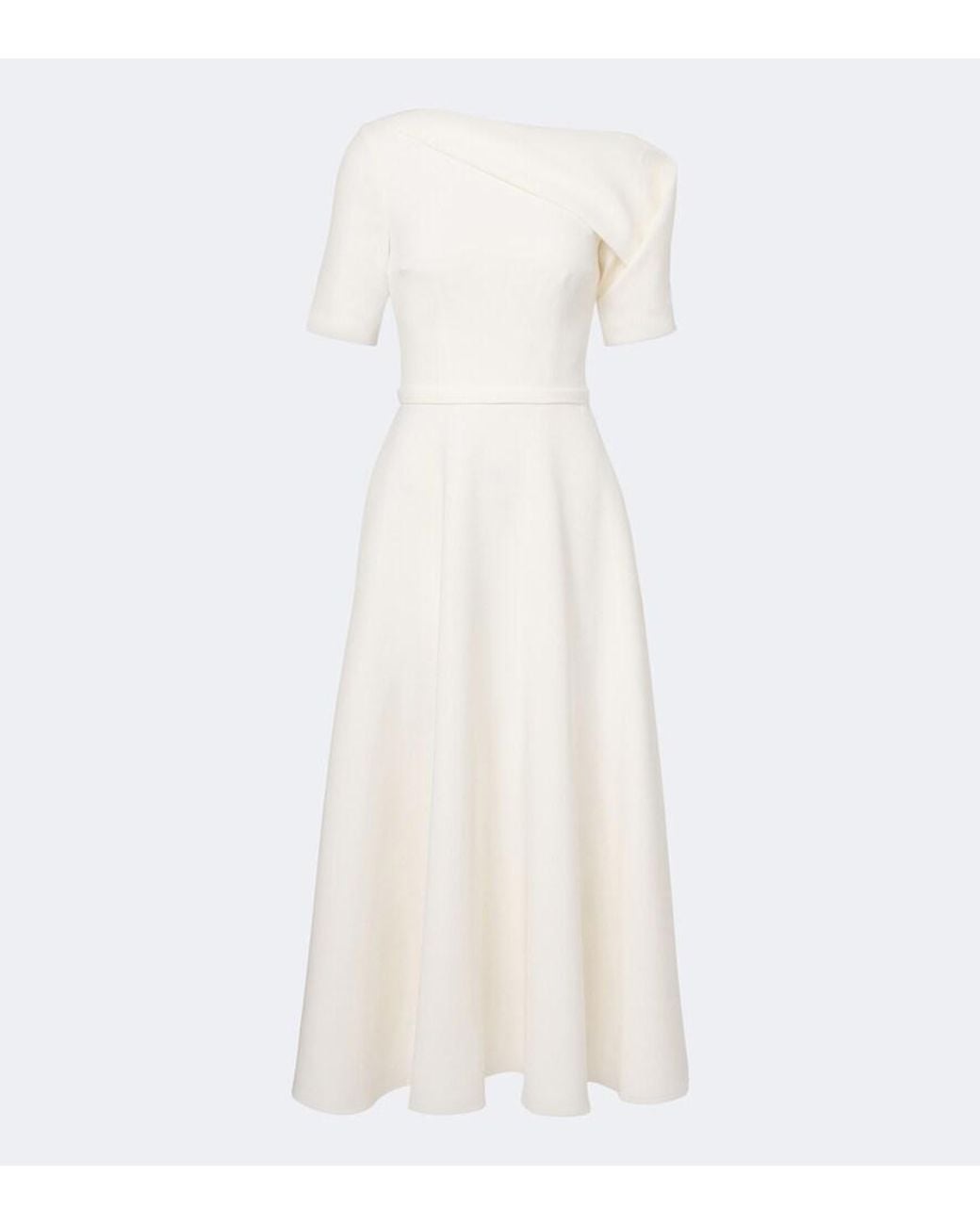Safiyaa White Bridal Melinda Belted Crepe Midi Dress