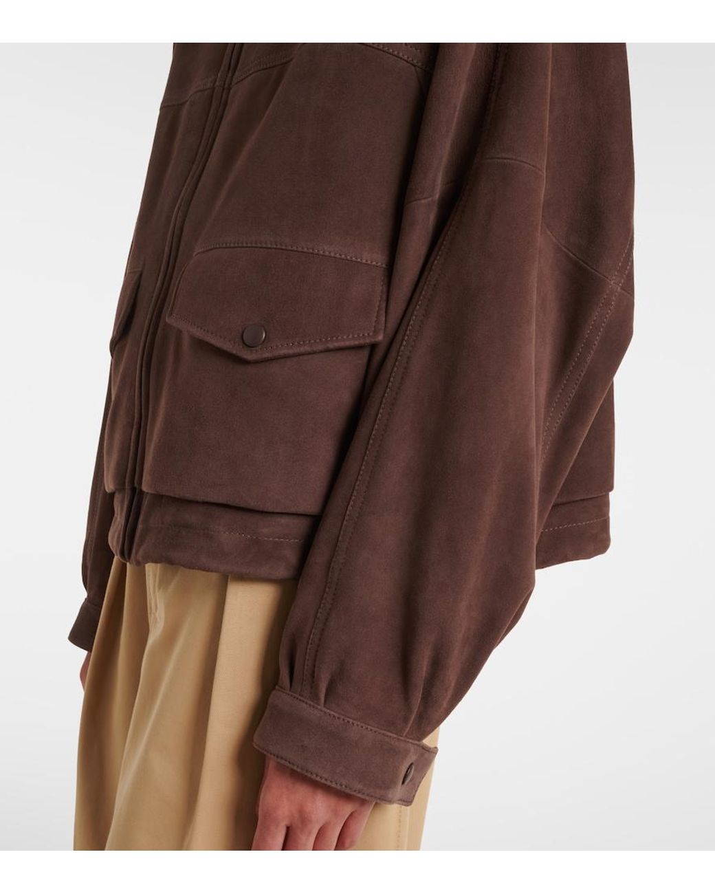 Loewe Brown Leather-Trimmed Suede Jacket