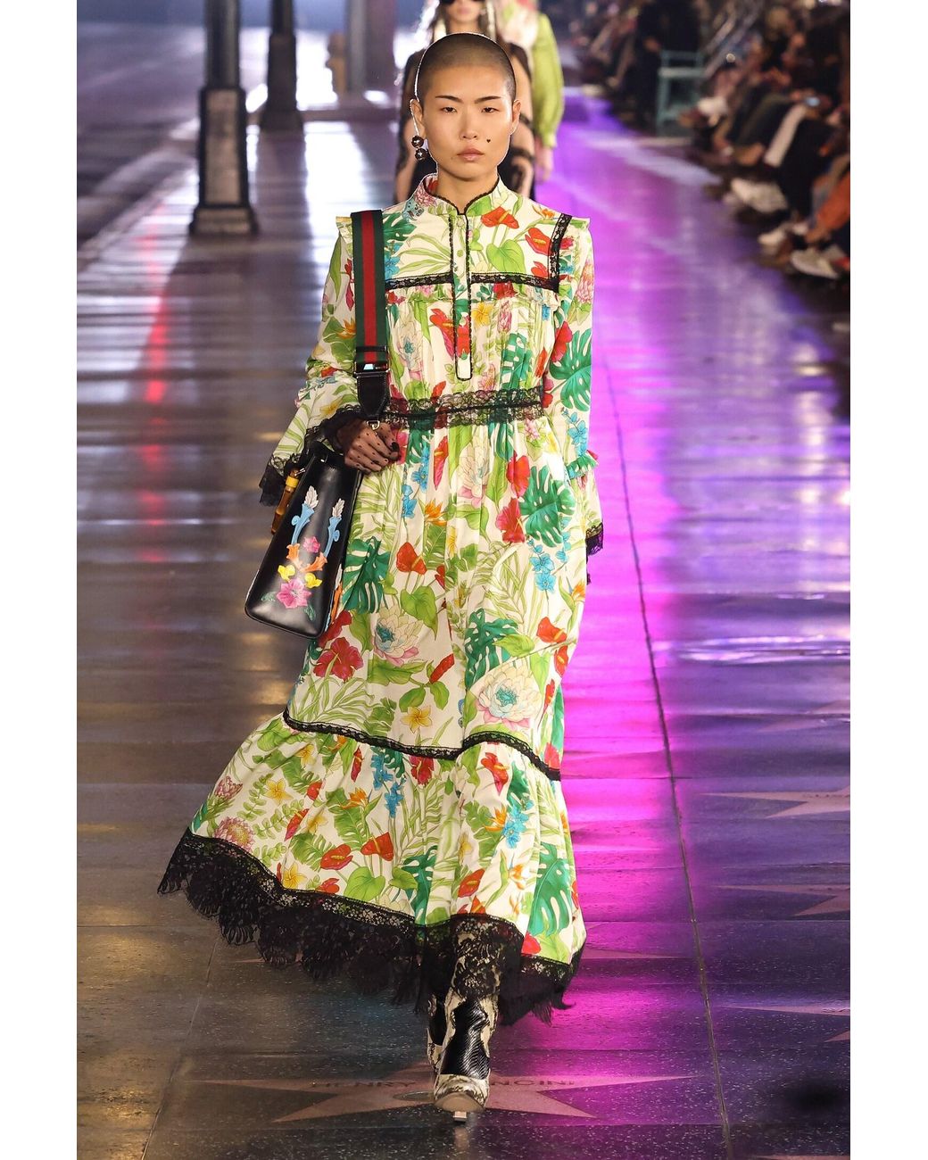 Gucci Floral Cotton Maxi Dress in Green | Lyst