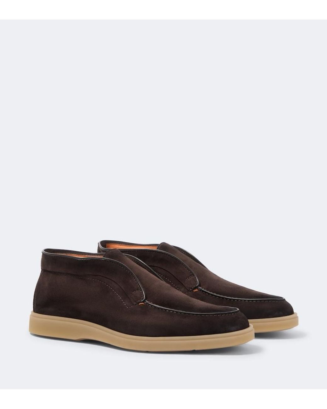 Santoni Brown Suede Desert Boots for men