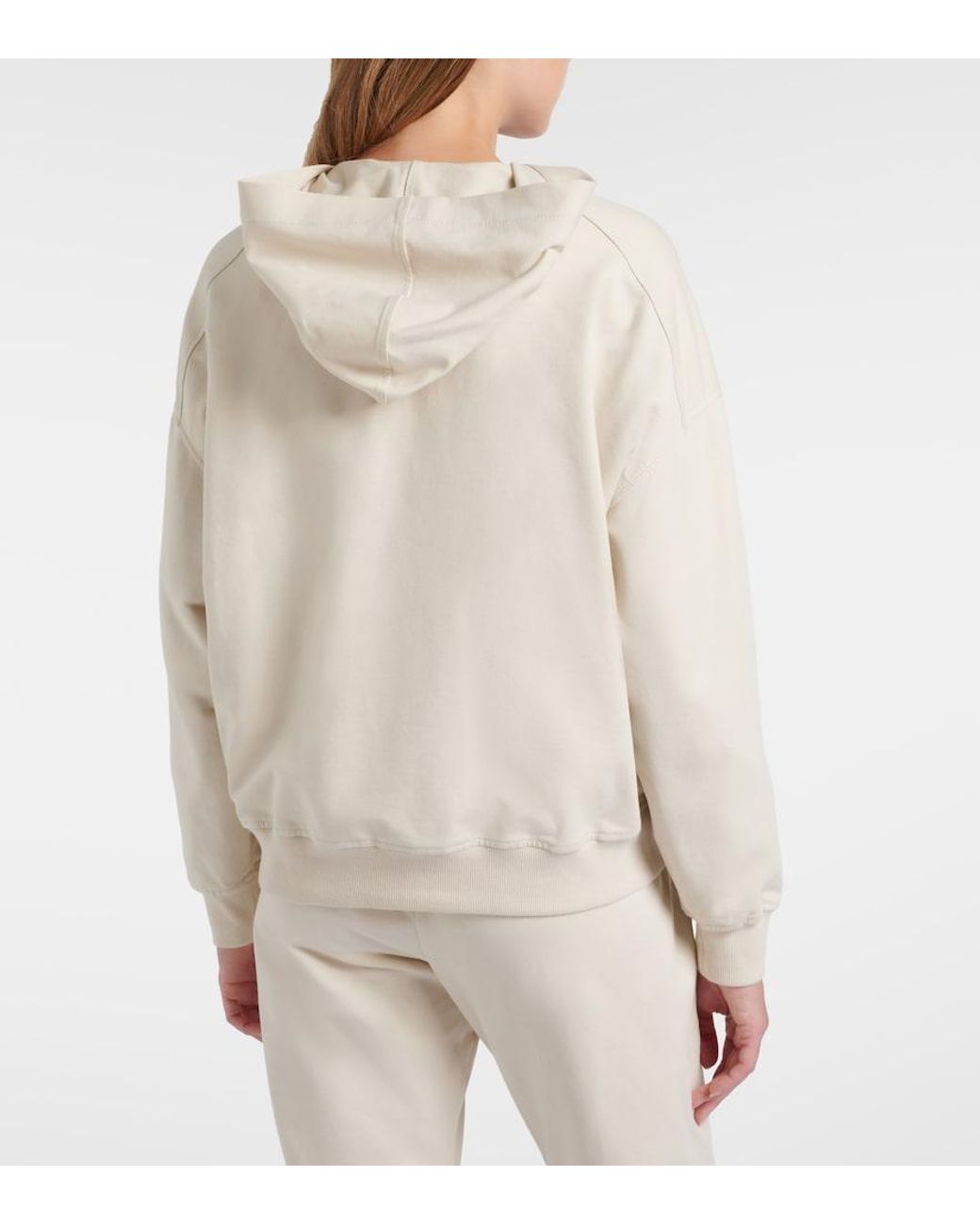 Brunello Cucinelli White Monili Cotton Hoodie