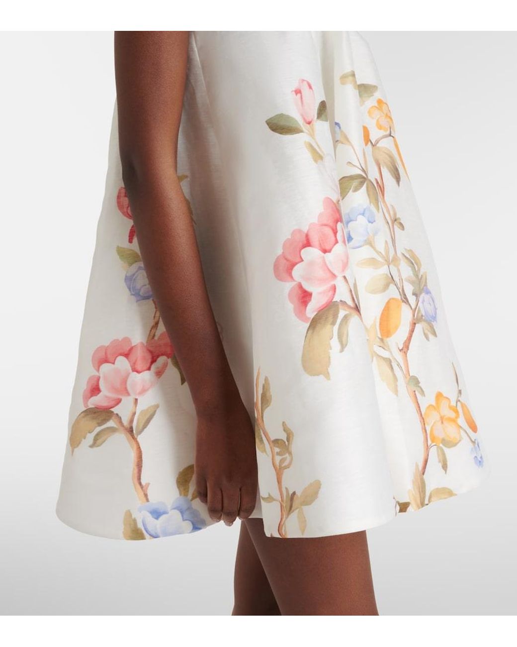 LEO LIN White Caitlin Floral Linen-Blend Minidress