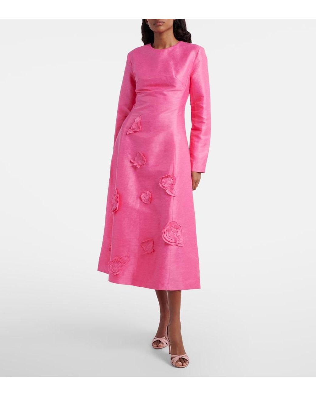 LEO LIN Pink Amira Floral-Applique Cocktail Dress