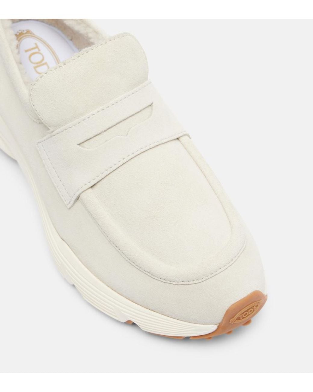 Tod's White Sport Run Suede Loafers