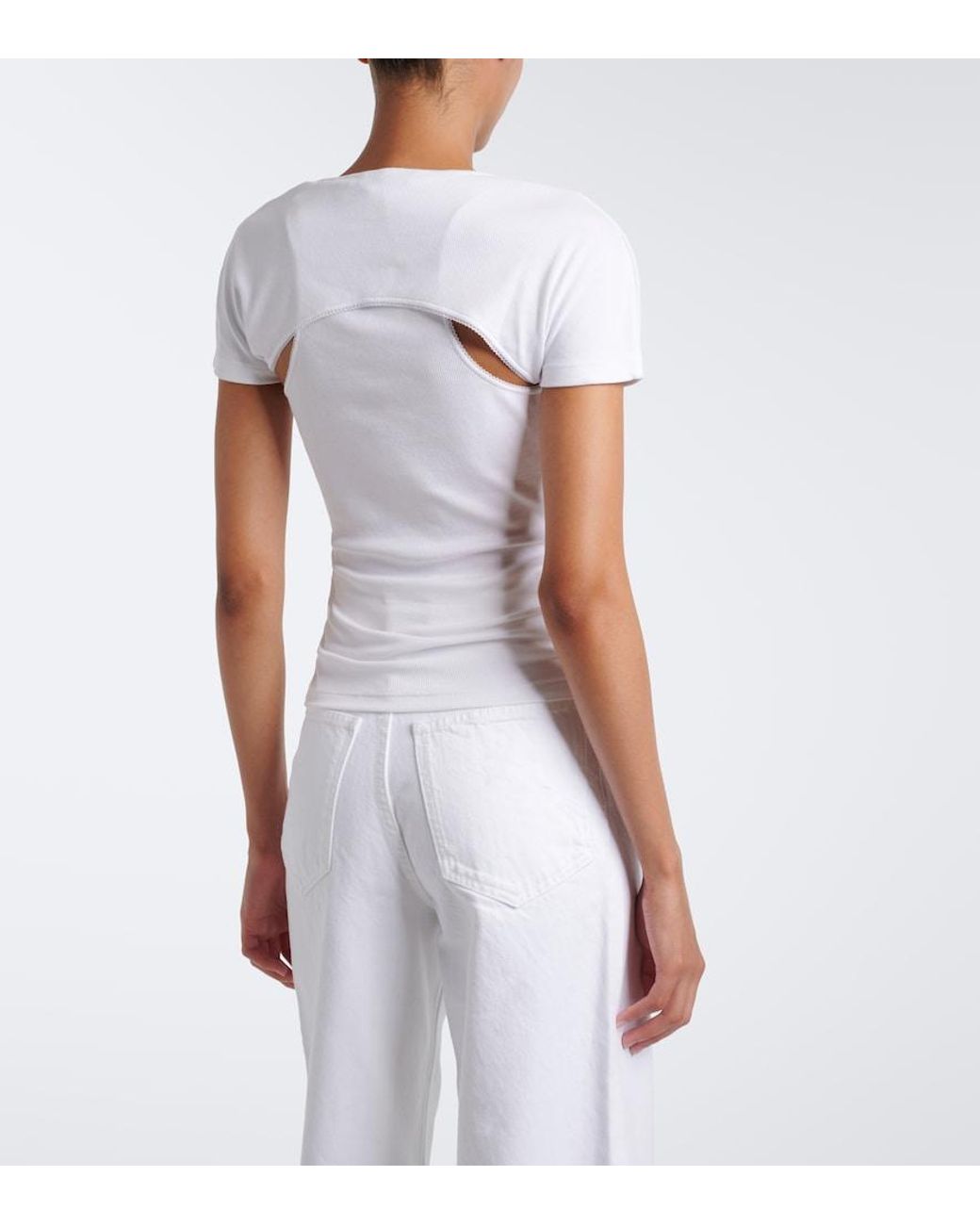 Alaïa White Layered Ribbed-Knit Jersey Top
