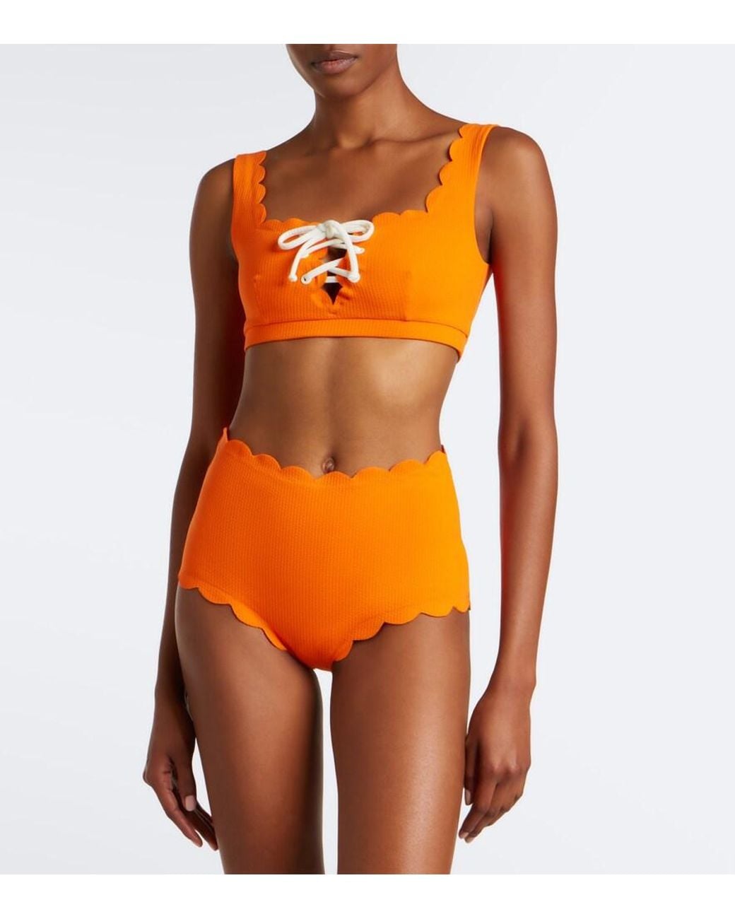 Marysia Swim Orange Santa Monica Scalloped Bikini Bottoms