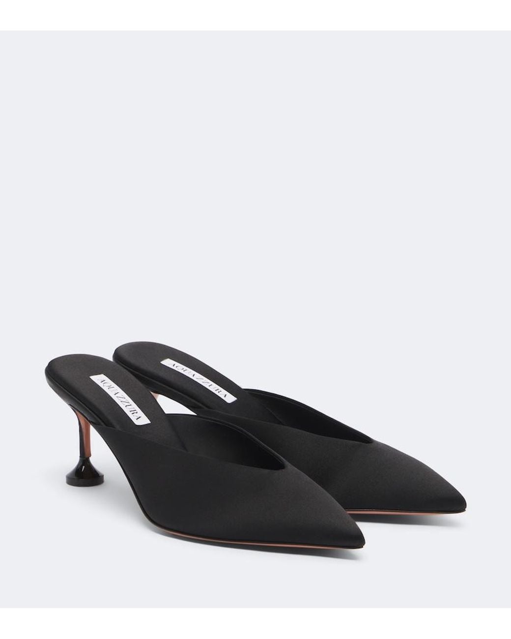 Aquazzura Black Bisous Satin Mules